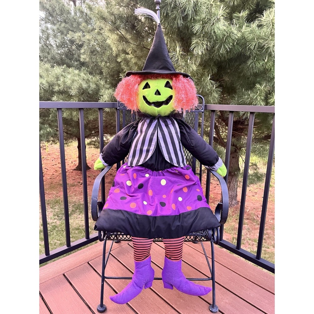 Vtg Russ Happy Howlers‎ Fiber Optic Laughing Witch 46"  Door Hanger Halloween